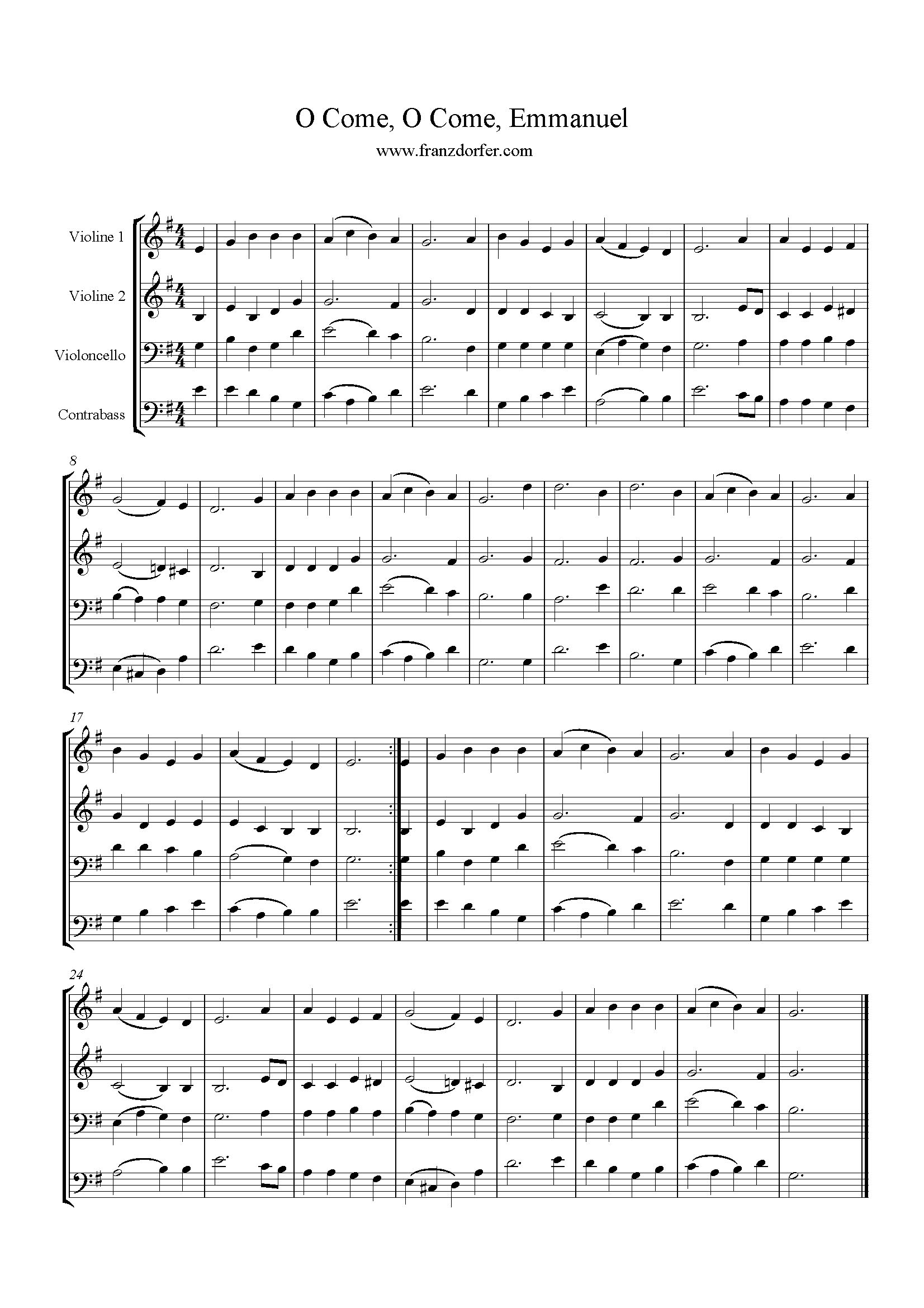 streichquartett- O Come O Come Emmanuel-Streichquartett